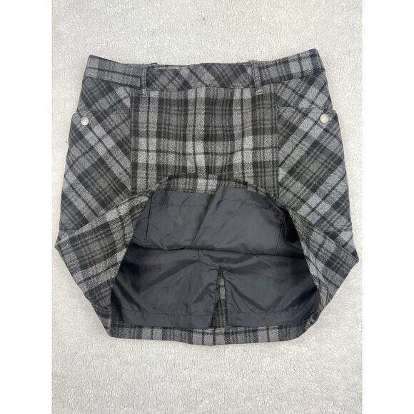 Eddie Bauer Mini Skirt Wool Blend Women 8 Black Gray Plaid Pockets Academia - Picture 6 of 10